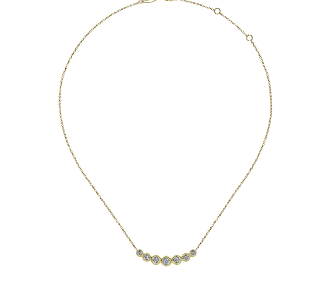 Gabriel &amp; Co 14K Yellow Gold Curved Bezel Set Diamond Bar Necklace